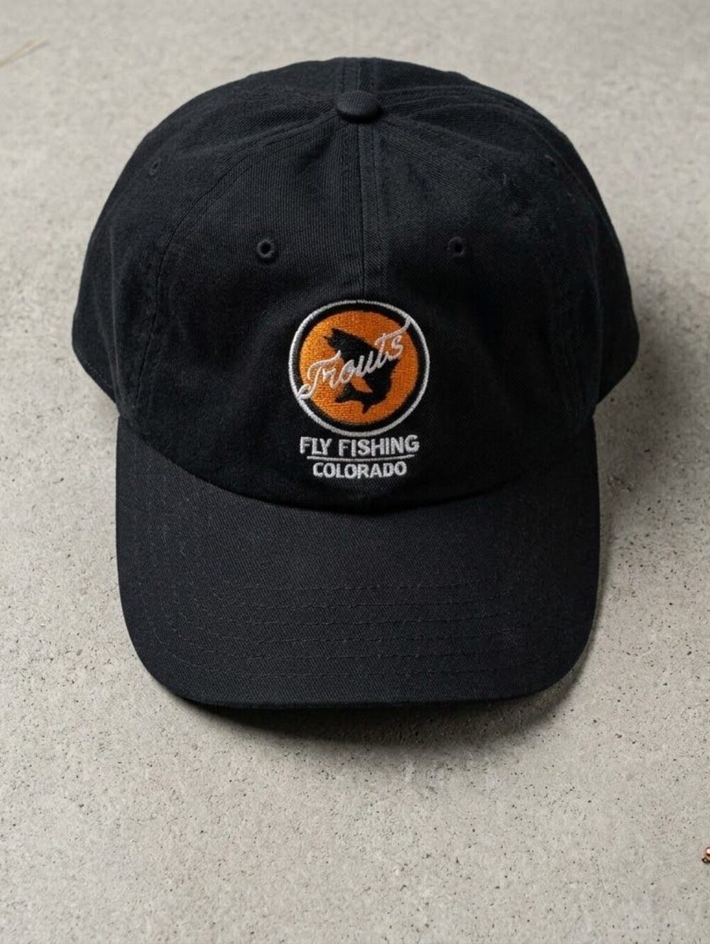 Simms Trouts Fly Fishing Colorado Hat Black Strapback Cotton OSFM Dad Cap
